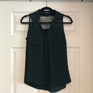 Express Portfolio Lace Detail Sleeveless Button up Shirt